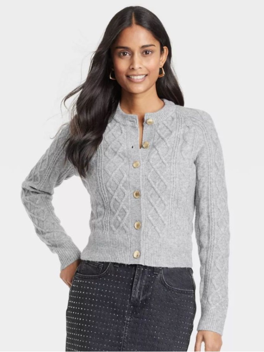 Universal Thread Soft Cable Knit Gray Cardigan size S